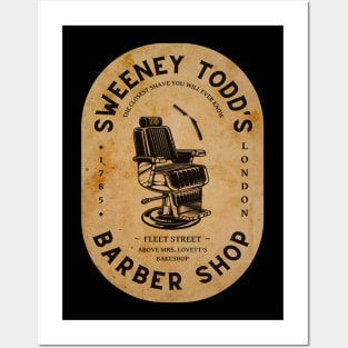 Sweeney | Barber Shop Logo w/ Background Posters and Art